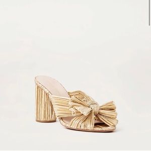 Loeffler Randall Penny Gold Pleated Bow Heel 8.5